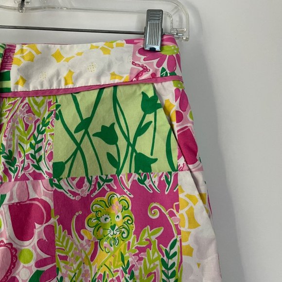 Lilly Pulitzer Derby Patch White Pink Green High-Rise Golf Cart Shorts 0 - Picture 5 of 9